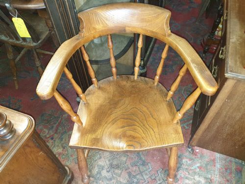 Early 20th Century Smokers Bow Desk Armchair.