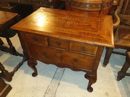 19th Century Inlaid "Seaweed Marquetry "Walnut Lowboy