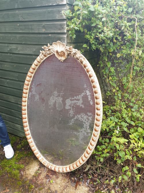 Large 19th Century Country House Oval Wall Mirror.