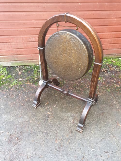Late Victorian Oak Gothic Dinner Gong.