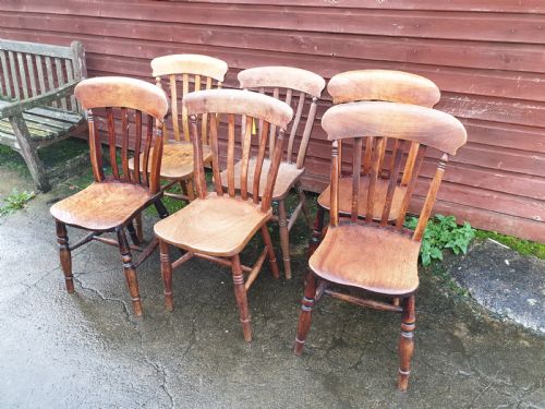 Matched Set of 6 Windsor Kitchen Chairs