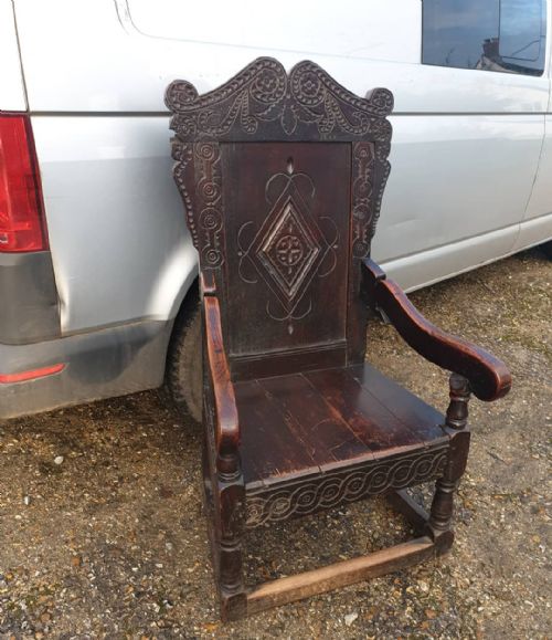 Large Mid-17th Century Oak Wainscot Armchair