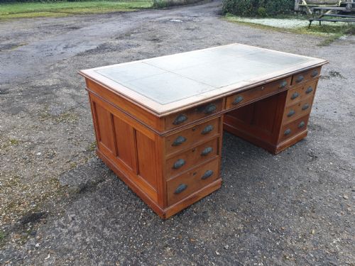 Large Mahogany Office Partners Pedestal Desk