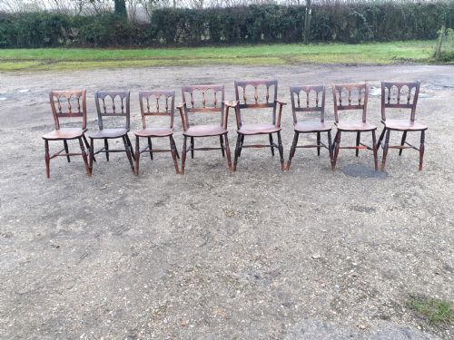 8 Victorian Gothic Back Windsor Farmhouse Chairs