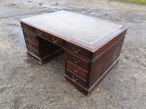 Mahogany Kneehole Pedestal Writing Desk