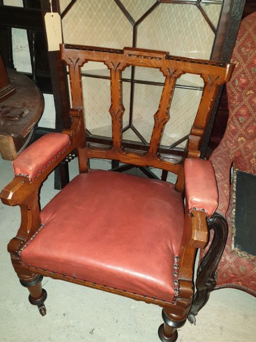 Good and Solid Victorian Oak Desk Armchair.