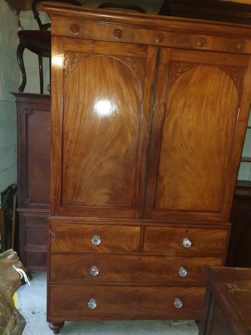 19th Century Mahogany Linen Press