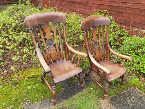 A Rare Pair of Windsor Hospital Nursing Armchairs.
