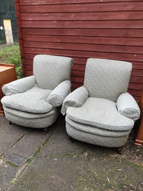 Pair of Late Victorian Upholstered Armchairs