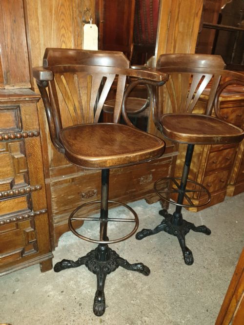 Pair of Revolving Bentwood Bar Stools
