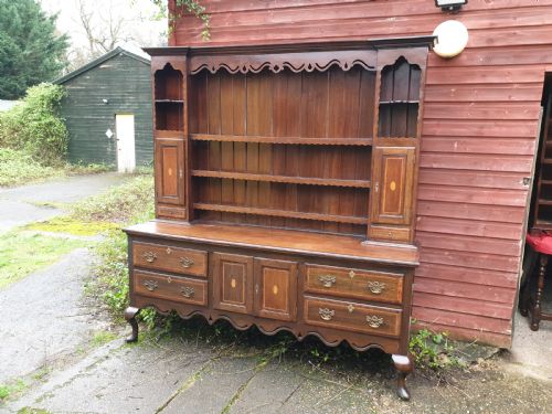 Large Inlaid Oak 2 Part Dresser