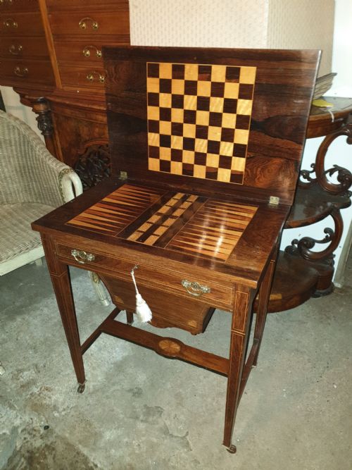 Inlaid Rosewood Games Work Table