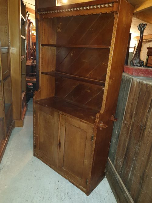 Late Victorian Arts and Crafts Pine Bookcase Cabinet.