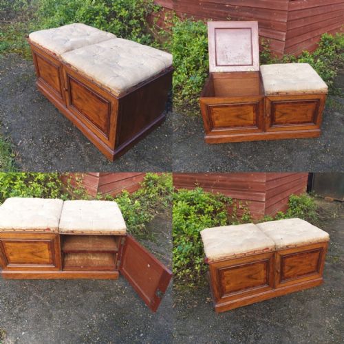 Unusual Victorian Box Seat Walnut Stool/seat.