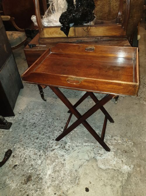 Mid Victorian Mahogany Butlers Tray on Folding Stand