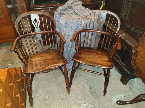 Matched Pair of Mid Victorian Windsor Armchairs