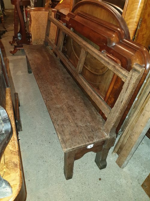 Solid Victorian Oak Hall Seat.