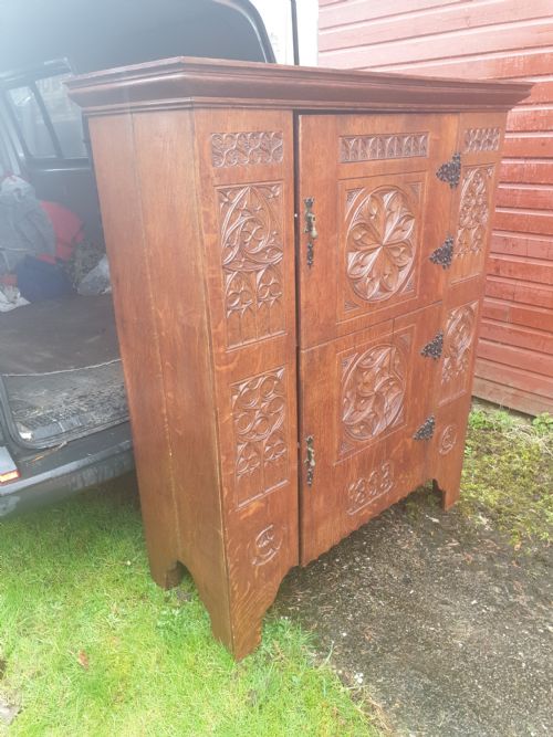 19th Century Gothic Oak Cupboard