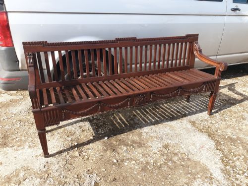 Oak Neoclassical Hall Seat.