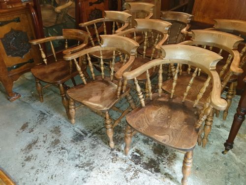 Set of 8+1 Smokers Bow Kitchen Armchairs