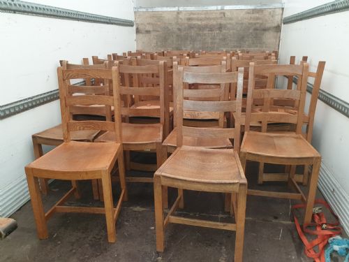 Set of 8 1930s Oak Kitchen Chairs