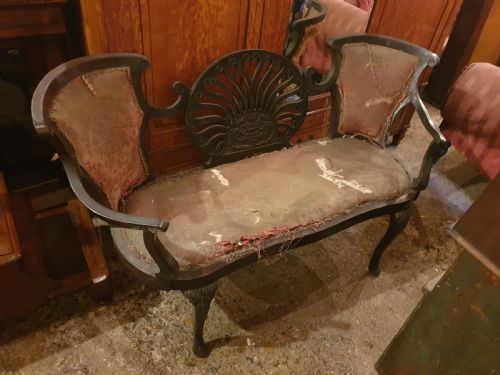 Late Victorian Mahogany Fan Back Window Seat