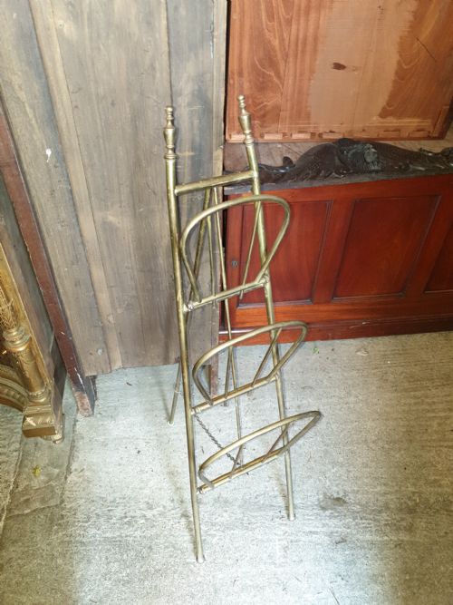 Edwardian Brass 3 Tier Folding Magazine Rack.