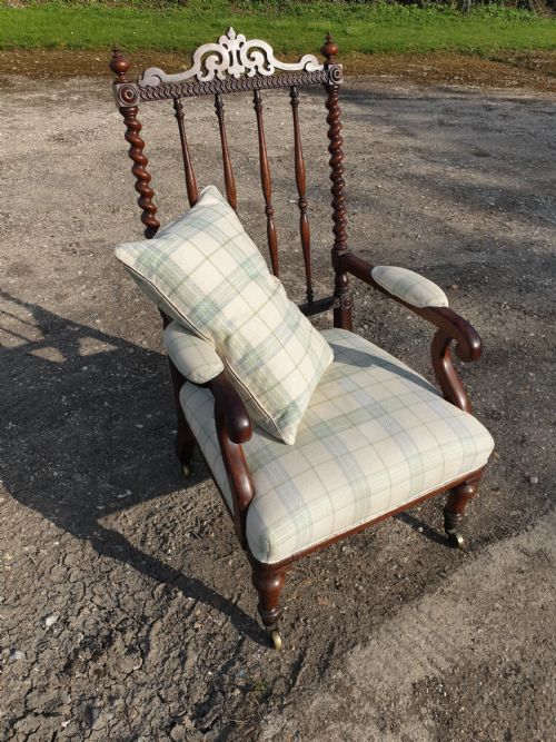 Good Early Victorian Rosewood Spindle Back Armchair