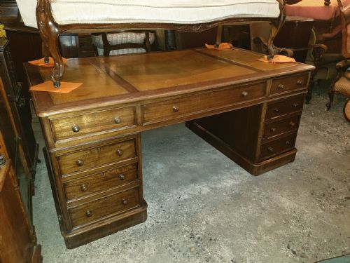 Large Mahogany Double Pedestal Partners Desk.
