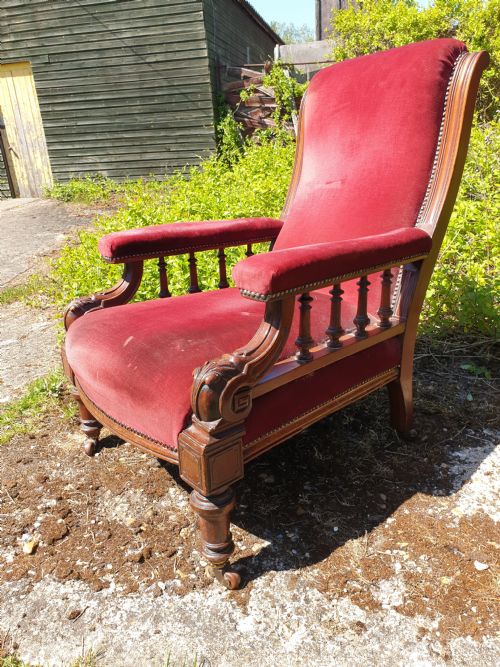 PAIR OF VICTORIAN UPHOLSTERED CHAIRS - ADDITIONAL PHOTO 4
