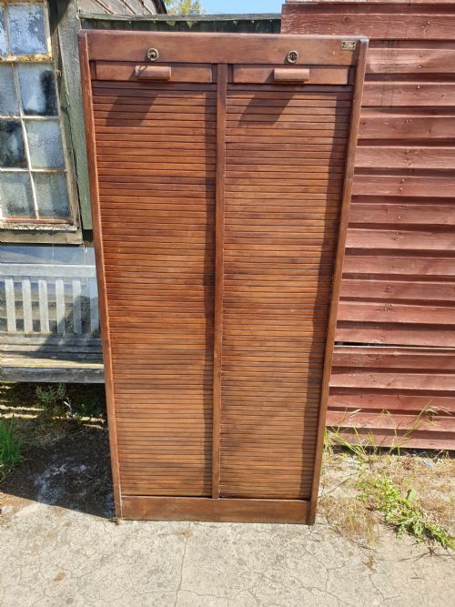 Early 20th Century Double Tambour Front Cabinet.