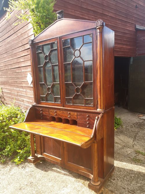 REGENCY MAHOGANY BUREAU BOOKCASE - ADDITIONAL PHOTO 4