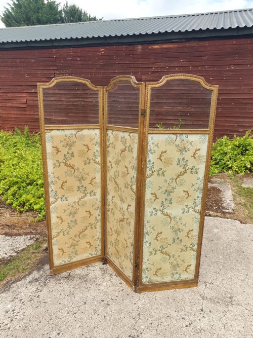 Late Victorian Gilt Frame 3 Fold Screen