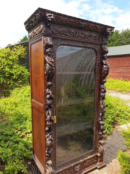 Well Carved Late Victorian Oak Cupboard