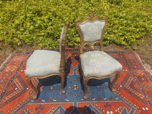 Pair of Carved Giltwood Hall Chairs 
