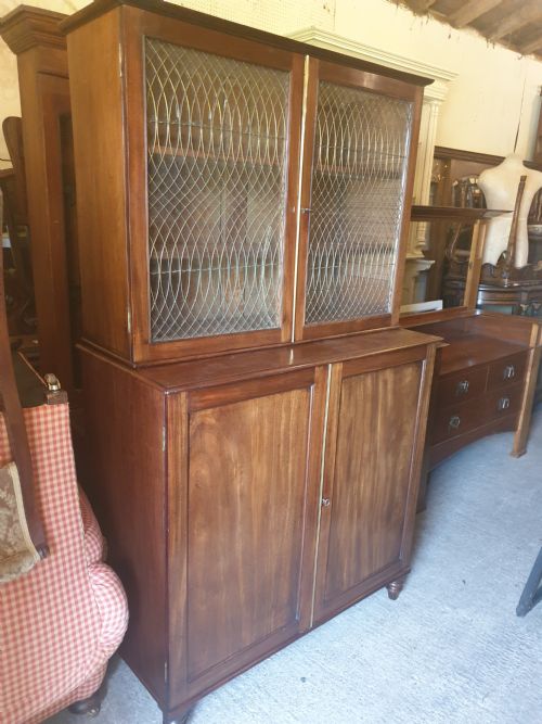 Good Regency Mahogany 2 Part Cabinet.