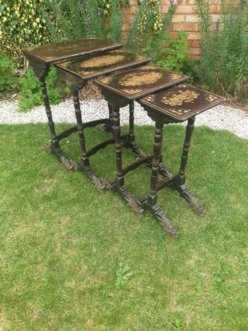 Nest of 4 Oriental Lacquered Tables
