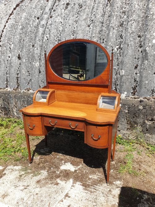 Edwardian Inlaid and Decorated Satinwood Dressing Table