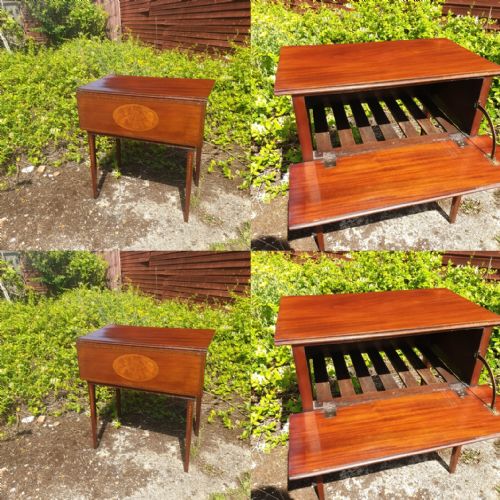 Early 19th Century Inlaid Drop Flap Night Table.