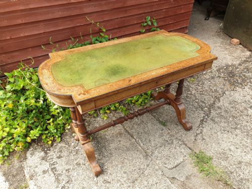 Victorian Inlaid Walnut Single Drawer Writing Table.