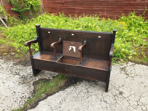 Useful Late 19th Century Oak Hall Seat with Lift Up Seats.

