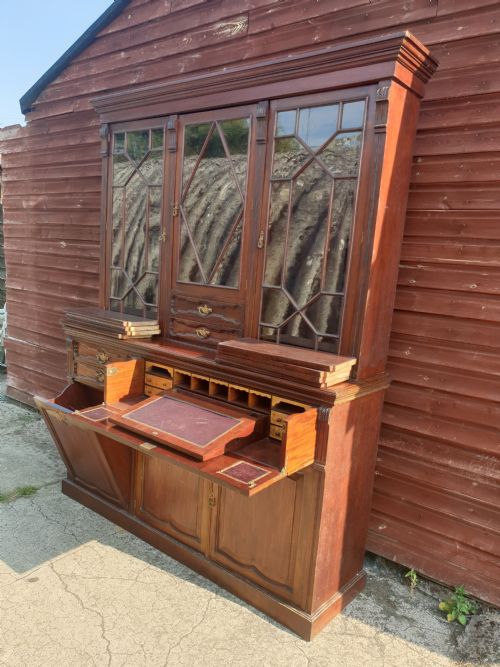 Late Victorian Mahogany Secretaire Library Bookcase