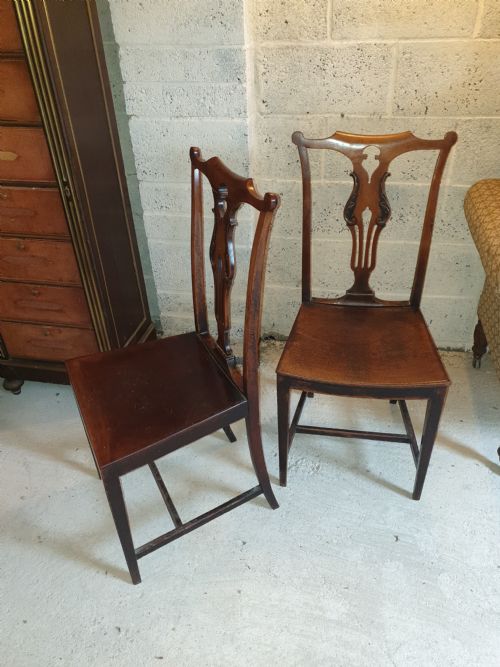 Pair of Early 19th Dish Seat Hall Chairs