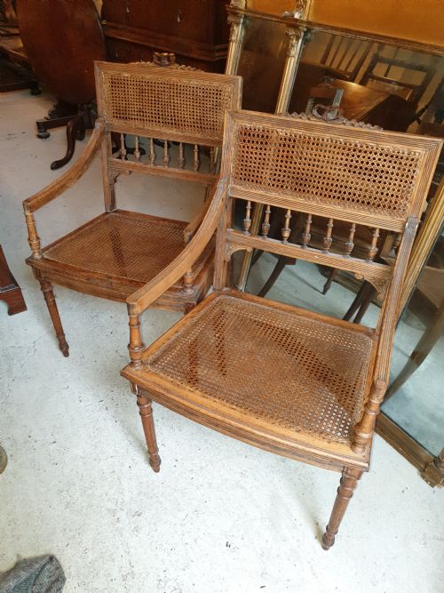 Pair of Caned Bergere Armchairs