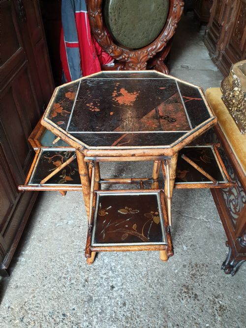 Late Victorian Bamboo and Lacquered Tea Table