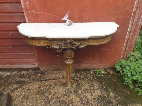 19th Century Marble Top Gilt Console Table.