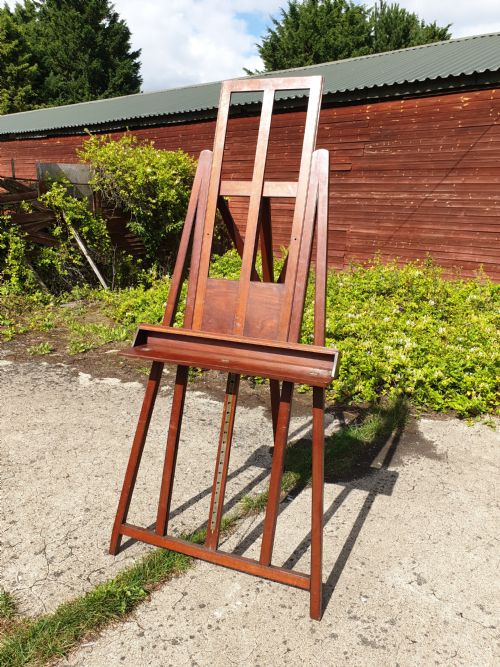 Large Mahogany Adjustable Mahogany Artists Easel