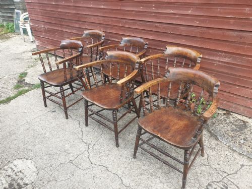 Set of 6 Smokers Bow Kitchen Dining Armchairs.