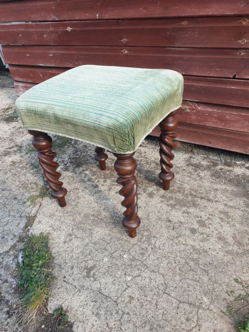 Solid 19th Century Stool on Twist Legs