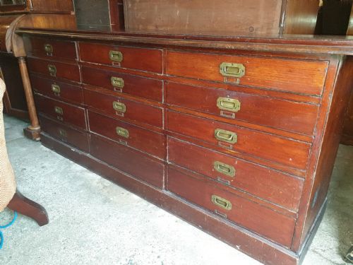 Late Victorian Mahogany Bank of Haberdashery Drawers